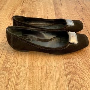 FENDI black ballet flats with lucite gem